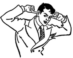 White man plugging his ears