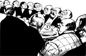 1920s business men around a banquet table