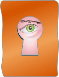 Eye spying through a keyhole