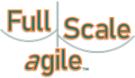 The Full Scale agile logo, showing those words on old-fashioned scales