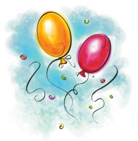 Drawing of balloons and confetti