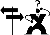 Drawing of someone at a crossroads