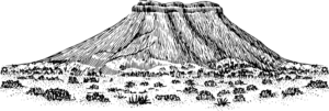Drawing of a flat-topped hill