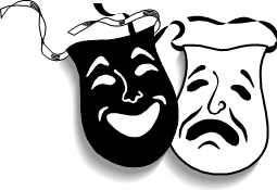 Drawing of theatre comedy and tragedy masks