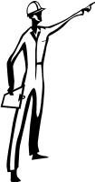 Line drawing of a worker pointing