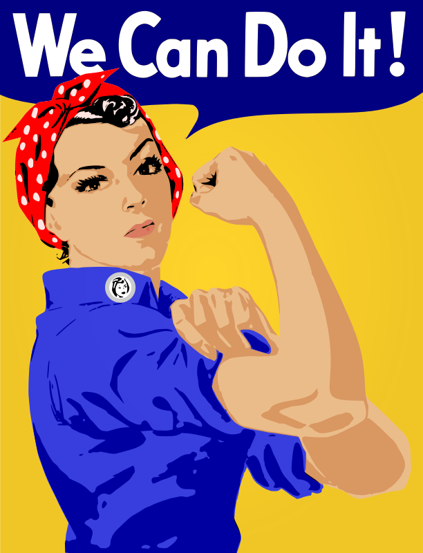 American WW2 poster of a female worker flexing her arm and saying, "We Can Do It!"