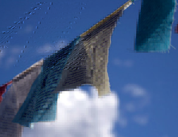 Tibentan prayer flags waving in the wind
