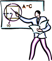 Drawing of someone teaching at a whiteboard