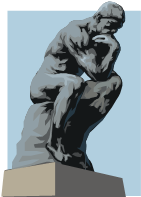 Drawing of Rodin's statue known as "The Thinker"